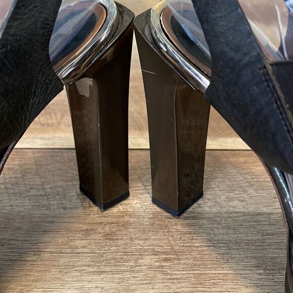 Marni Womens Block High‎ Heel Slingback Platform Sandals Black Size 37.5/7 - Picture 5 of 13